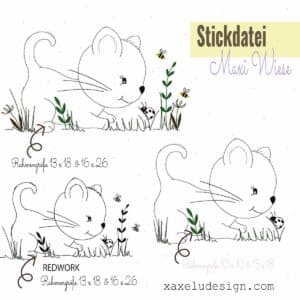 sticken, digital download stickdatei xaxeludesign, süße Katze