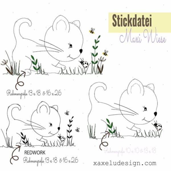sticken, digital download stickdatei xaxeludesign, süße Katze