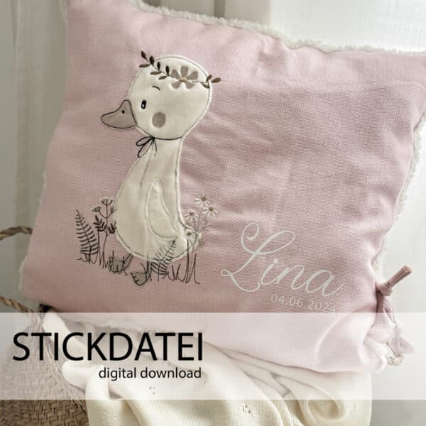 Gans, Ente , stick, Xaxeludesign, xaxelu, sticken, Blumenwiese digital download