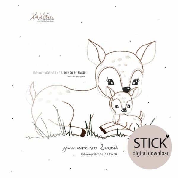 Stickdatei, download, sticken, xaxeludesign, Reh