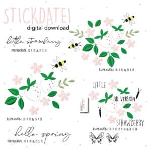 vintage, frühling, erdbeer, ostern, sticken , Stickdatei,