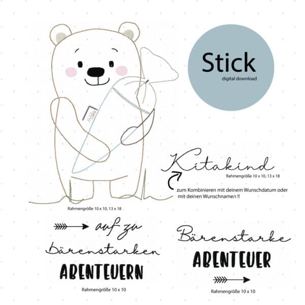 Stickdatei Bär Olli mit Honig – „Sweet as Honey“ | Digitaler Download – Bild 3