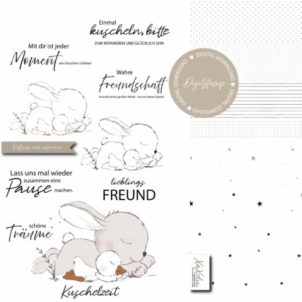 Gans und hasi, hasi, digital download, Digistamp, clipart, xaxelu