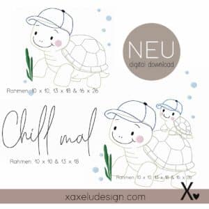 Stickdatei, schildkroete, xaxelu, xaxeludesign