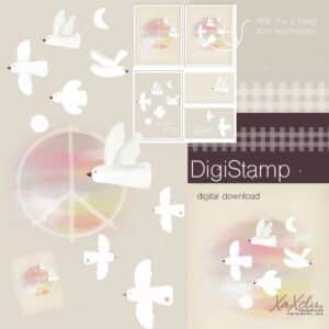 DigiStamp • DigiStamp Download • Peace Love Joy • Friedenstauben • Tauben DigiStamp • digitaler Stempel • Printable Stamps • Sofortdownload Basteln • Karten gestalten • Scrapbooking • Journaling • Hochzeit Karten • Geburtstag Karten • DIY Printable • Bastelvorlage Download • Handgezeichnete DigiStamps • PDF DigiStamp • Aquarell DigiStamp • Basteln mit Kindern • Kreative Geschenke