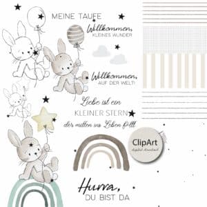 Hase Hope – Tauf & Baby ClipArt Set