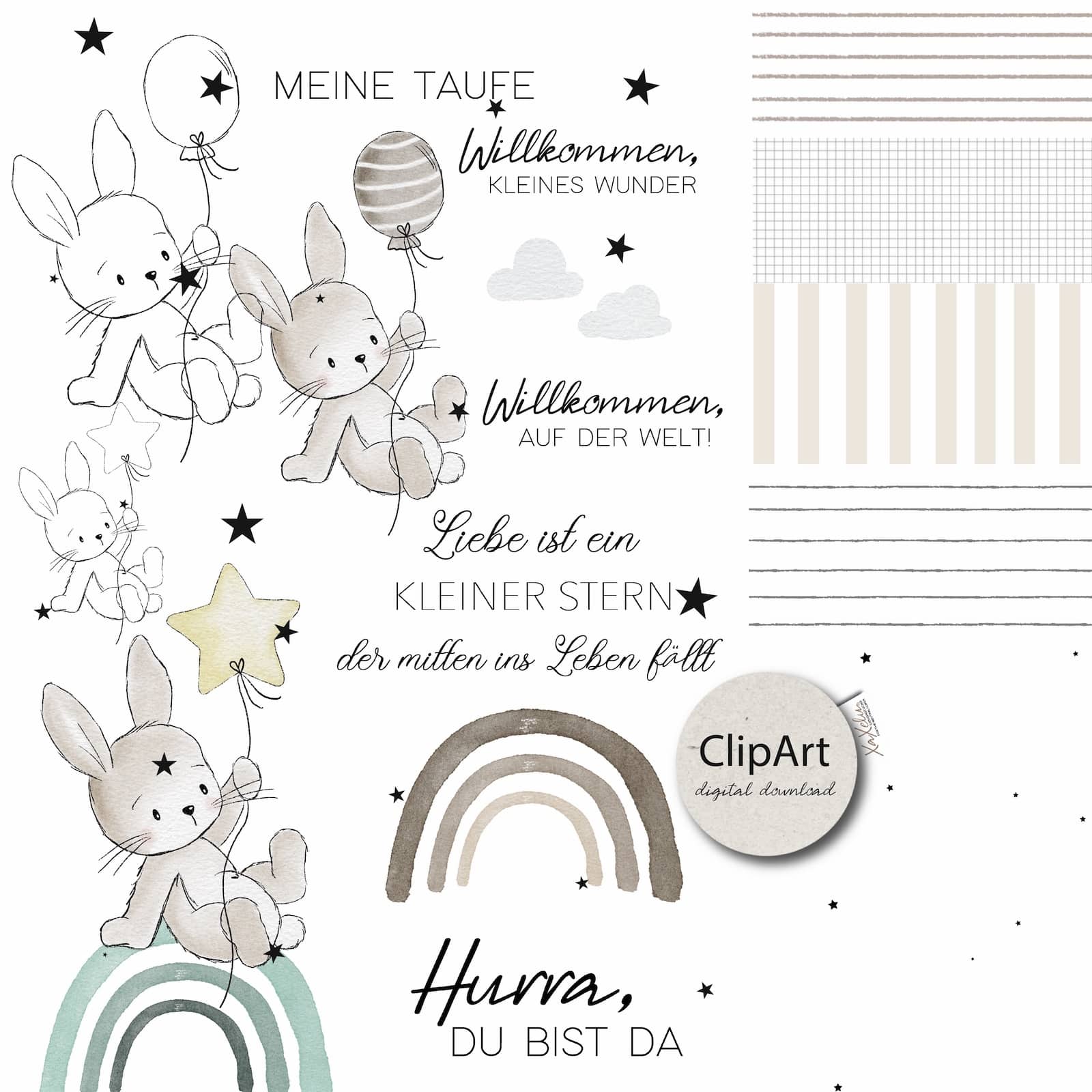 Hase Hope – Tauf & Baby ClipArt Set