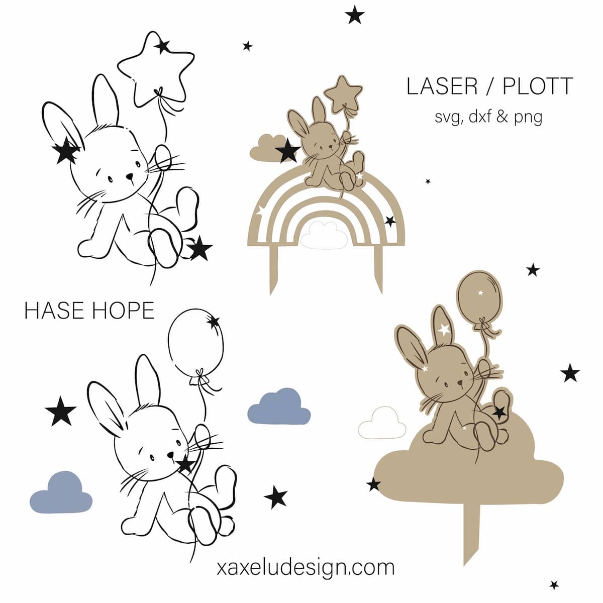 xaxeludesign, plotten, laser, hase, sternkinder, regenbogenkinder