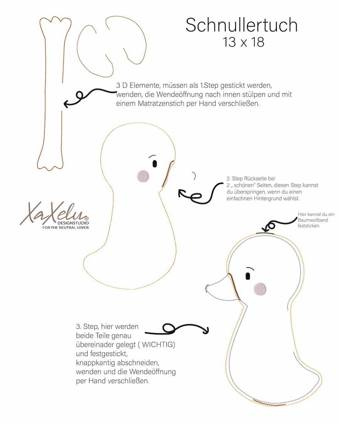 ITH Stickdatei Ente 13 x 18 & 16 x 26 – Bild 5