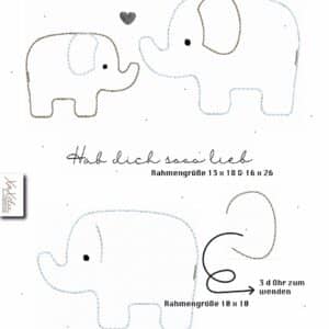 Ellifant minimalistisch Stickdatei - Kleingewerblich