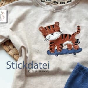 sticken, Maschinensticken, tiger