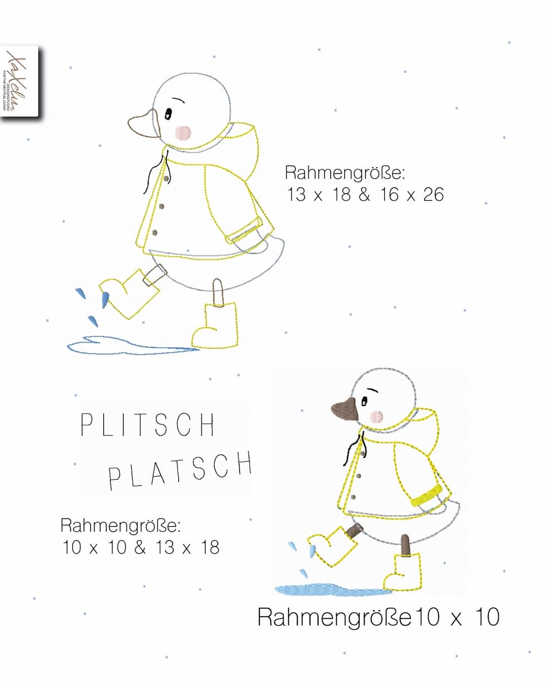 stickdatei, Herbst, Ente, Elli plitsch platsch xaxelu