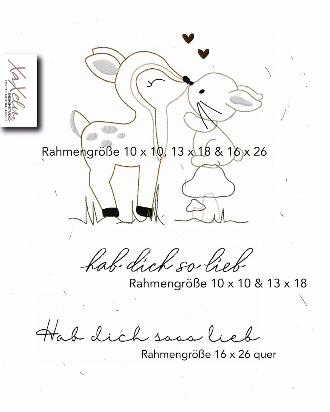 Reh und Hopper, stickdatei, xaxeludesign