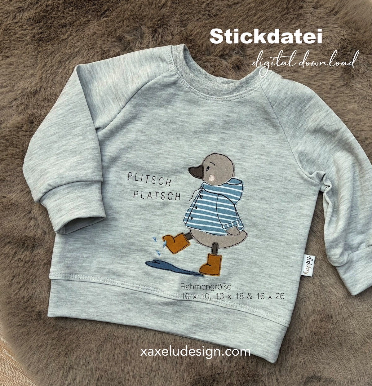 stickdatei, Herbst, Ente, Elli plitsch platsch xaxelu